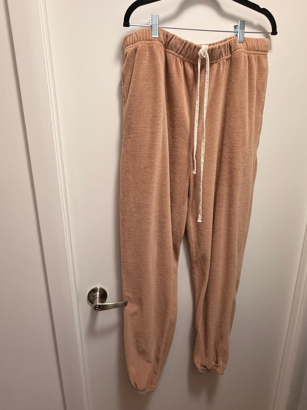 Les Tien Tan Taupe French Terry Classic Cuffed Jogger Sweatpants Size L